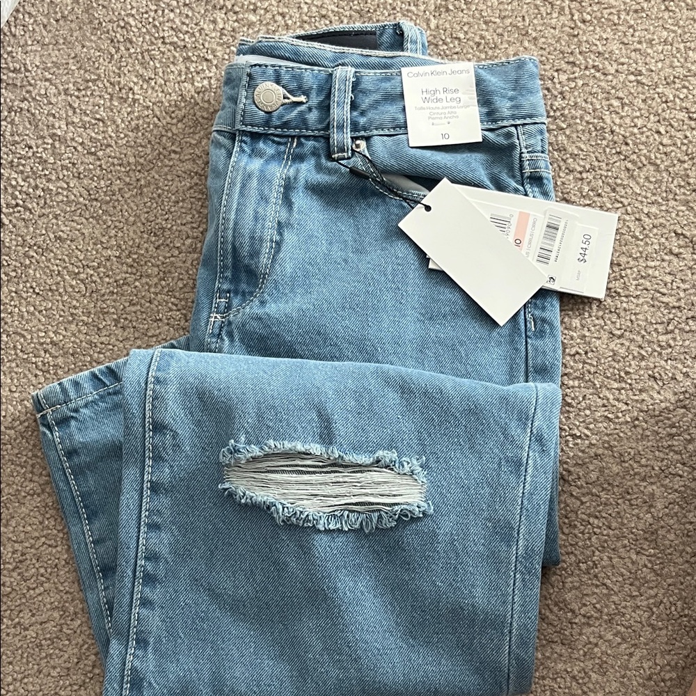 Calvin Klein Light Wash High-Rise Wide Leg Jeans